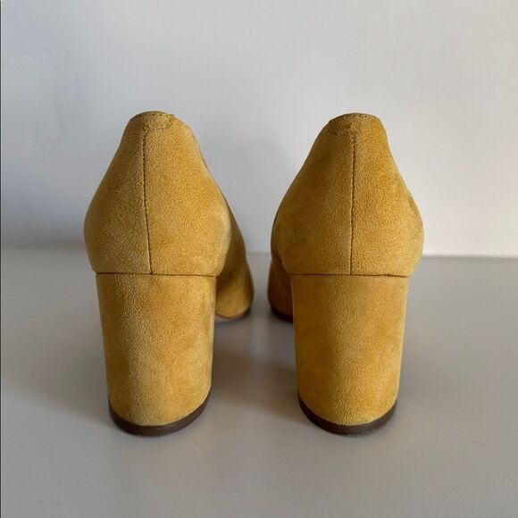 Marc Fisher CAITLIN Yellow Leather Suede Block Heel Pumps Pointed Toe Size 6.5M - Picture 3 of 12